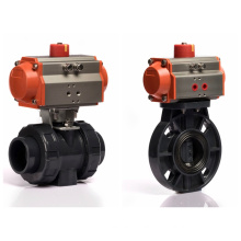 KLQD Brand Pneumatic Power DN50 Plastic Material UPVC Ball Valve